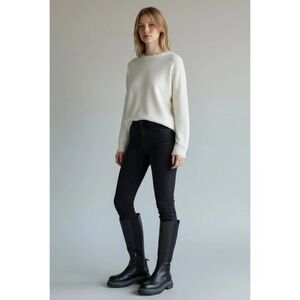 Emanuele Crasto Leather Italian Knee High Pull On Boots Black Size 39